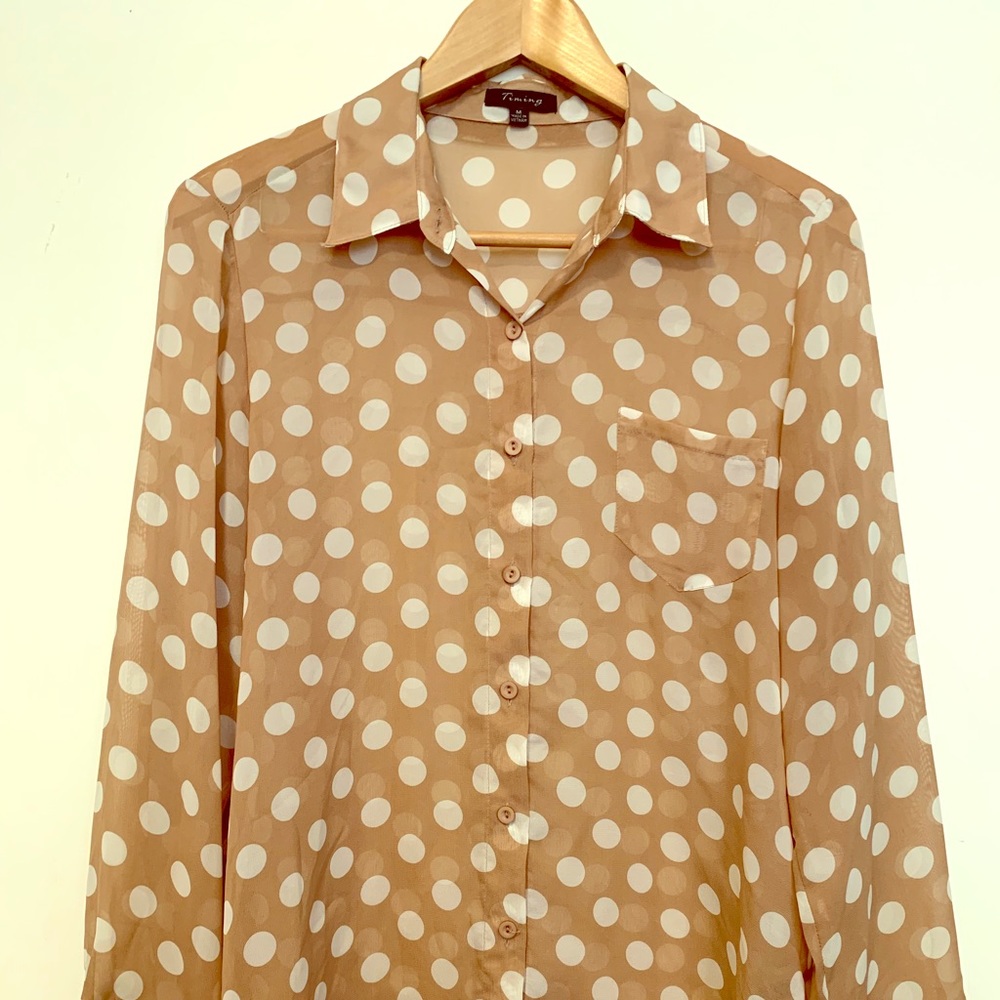 Button up polka blouse.